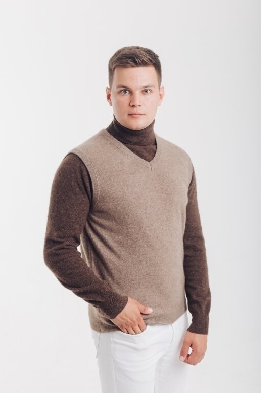 Купить Безрукавка из 100% кашемира цвета капучино в Москве