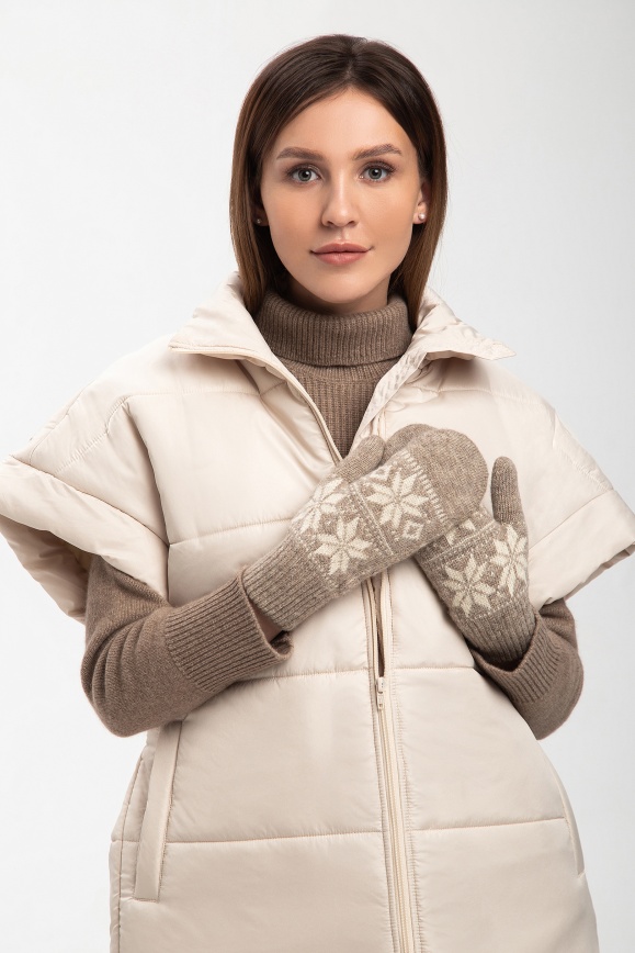 Купить Варежки "Снежинка" серые из 100% шерсти яка в Москве Купить Варежки "Снежинка" серые из 100% шерсти яка в Москве