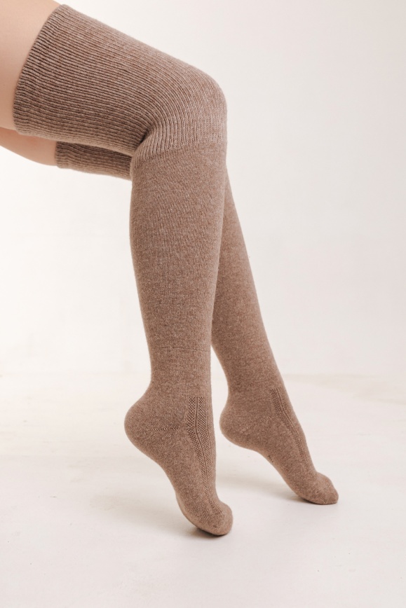 Купить Чулки из 70% шерсти яка цвета капучино в Москве