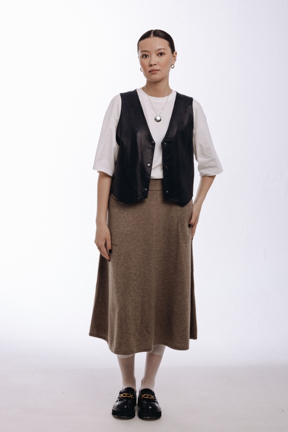 Купить Юбка из 100% кашемира цвета капучино в Москве