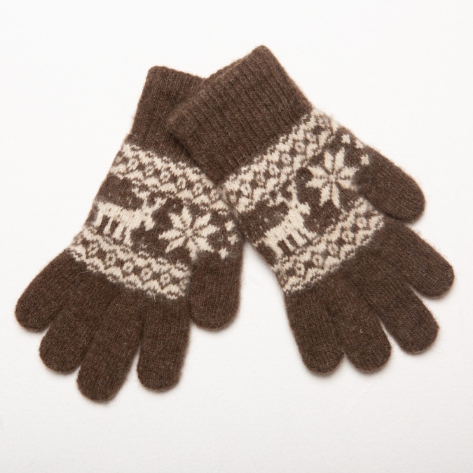 Купить Перчатки коричневые детские из 100% шерсти яка в Москве