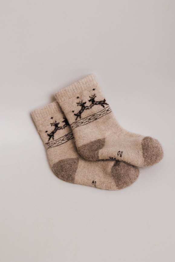 Купить Носки бежевые детские из 100% шерсти яка в Москве