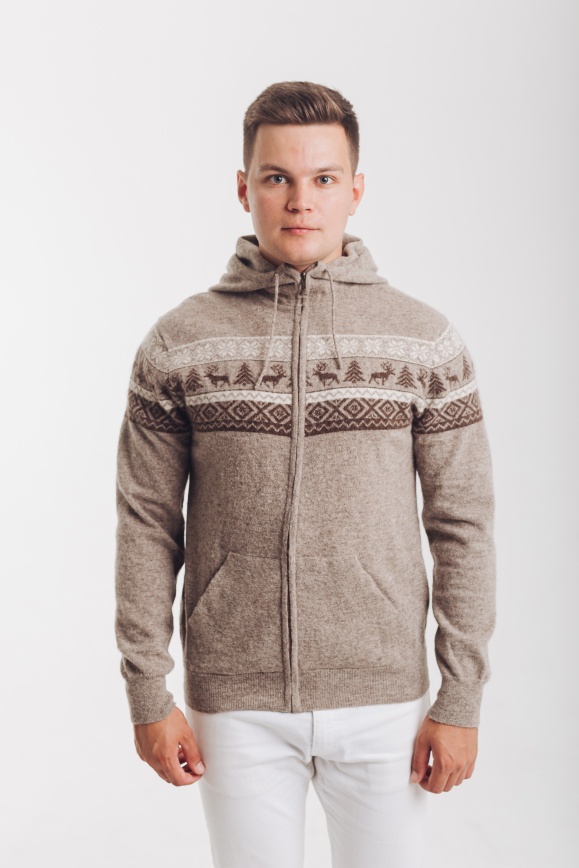 Купить Кофта с капюшоном серая из 100% шерсти яка в Москве