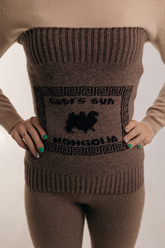 Купить Пояс коричневый с нашивкой из 100% шерсти яка в Москве