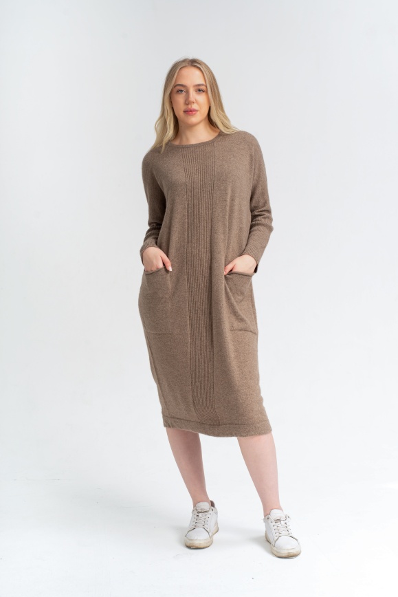 Купить Платье с узором из 100% кашемира цвета капучино в Москве