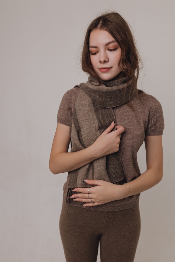 Купить Шарф из 100% шерсти яка цвета капучино в Москве