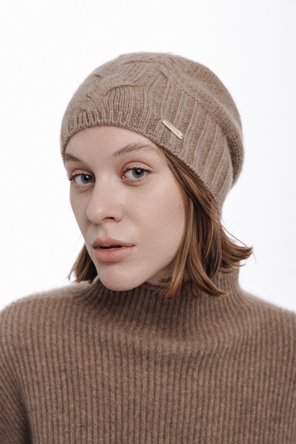 Купить Шапка с узором из 100% кашемира цвета капучино в Москве