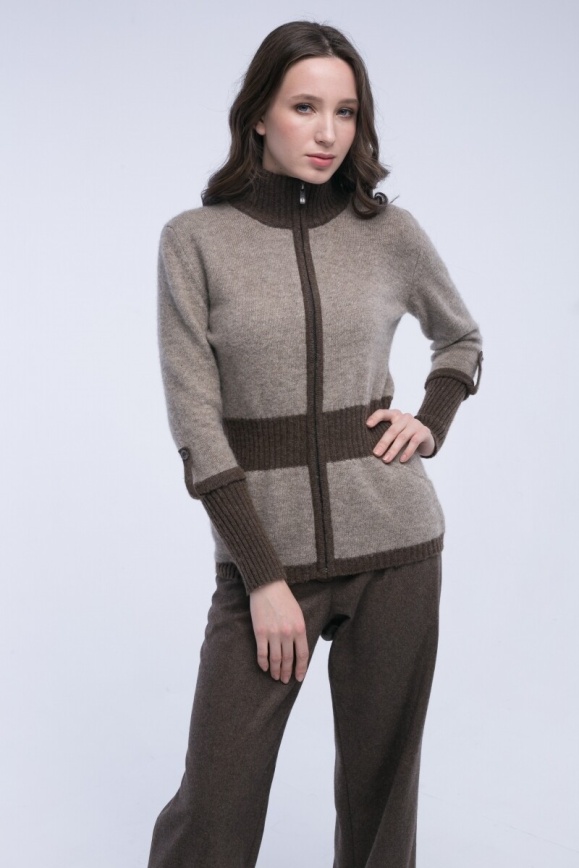 Купить Кофта серая на молнии из 100% шерсти яка в Москве