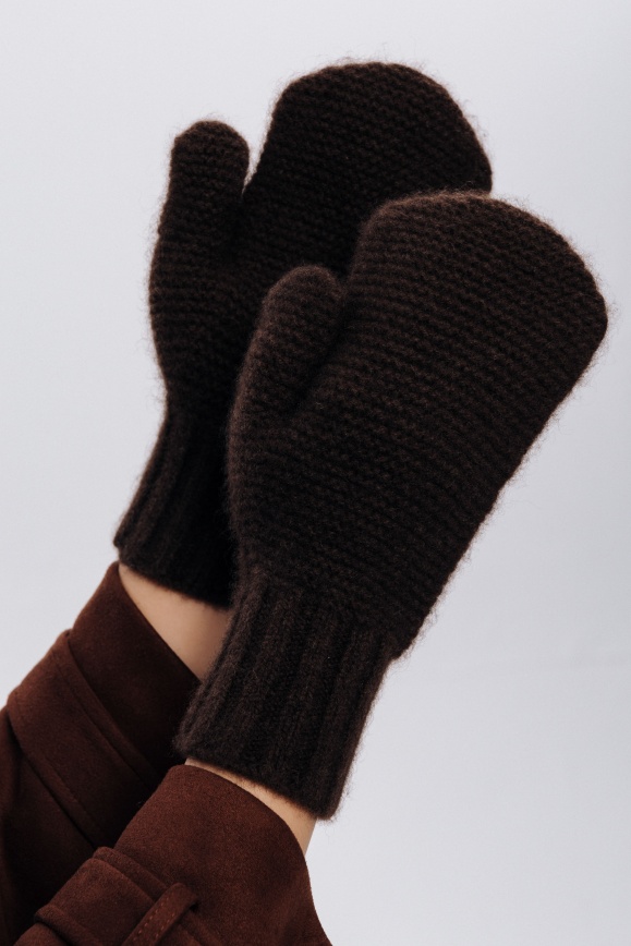 Купить Варежки коричневые из 100% пуха яка с узором в Москве Купить Варежки коричневые из 100% пуха яка с узором в Москве