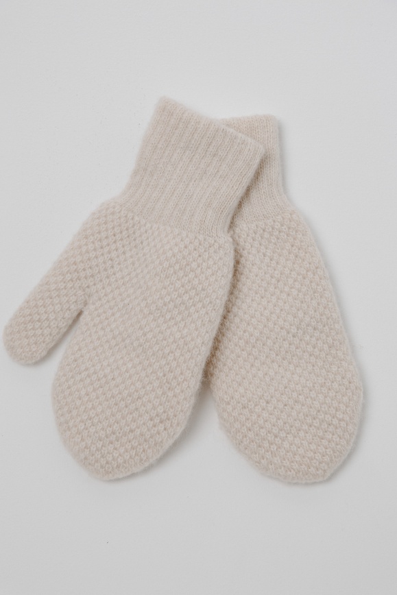 Купить Варежки букле из 100% шерсти верблюда белые в Москве