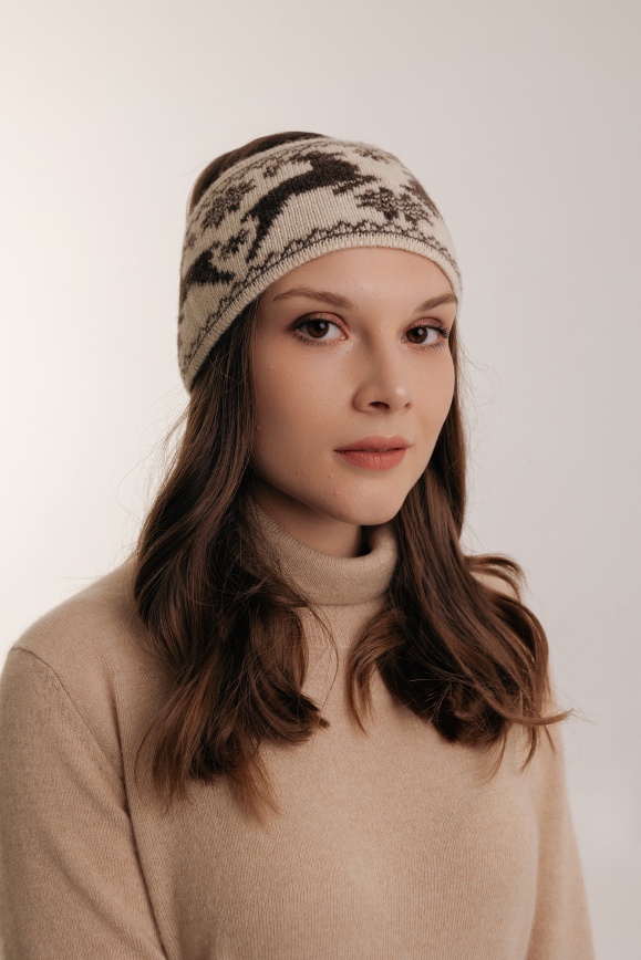 Купить Наушники белые с узором из 100% шерсти яка в Москве