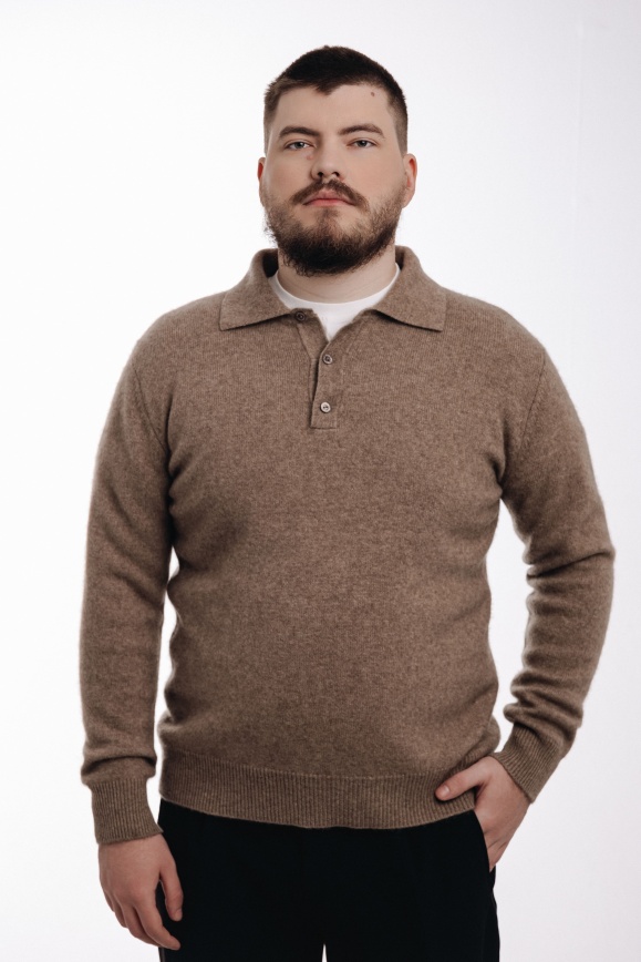 Купить Поло из 100% кашемира цвета капучино в Москве