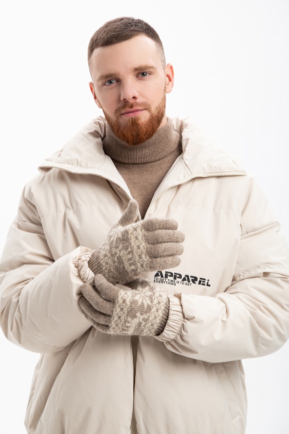 Купить Перчатки серые с узором "Снежинка" из 100% шерсти яка в Москве