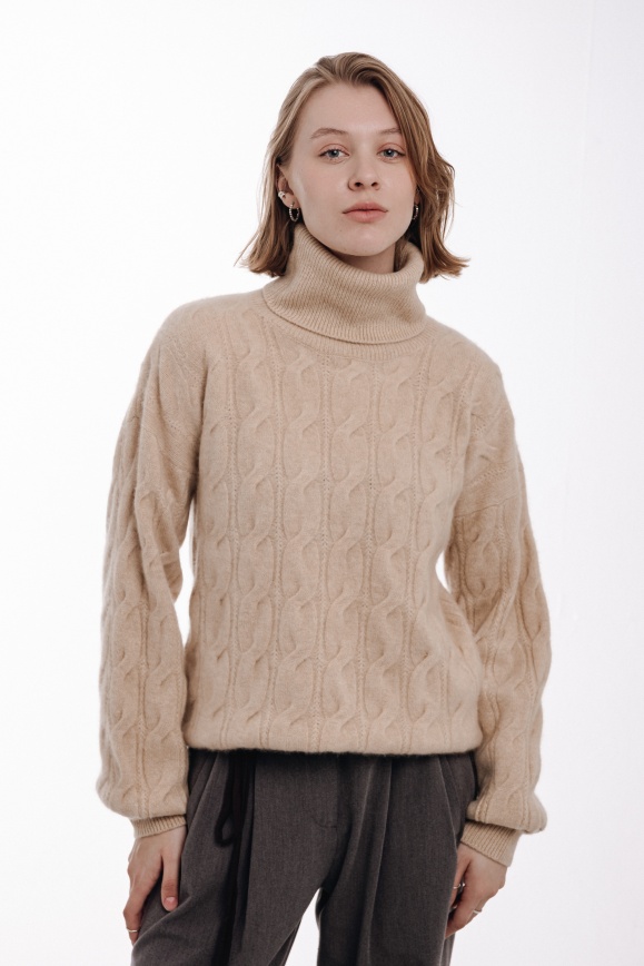 Купить Свитер бежевый из 100% кашемира с узорами в Москве
