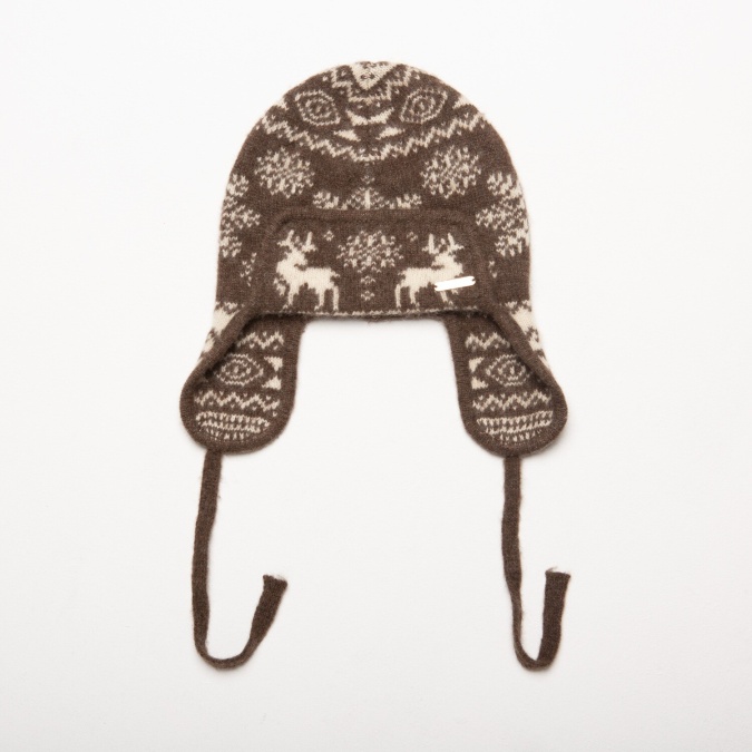 Купить Шапка-ушанка коричневая детская из 100% шерсти яка в Москве