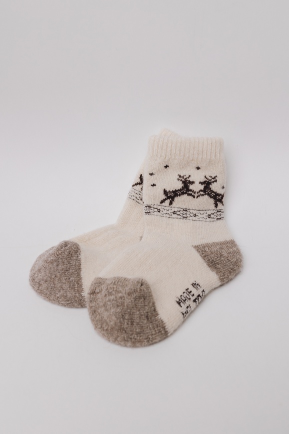 Купить Носки детские белые из 100% шерсти яка в Москве