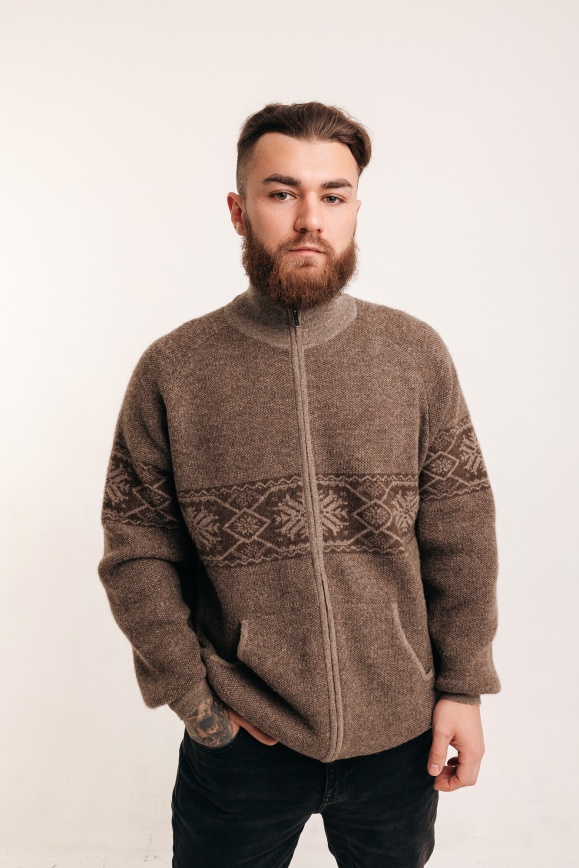 Купить Кофта на молнии из 100% шерсти яка цвета капучино в Москве