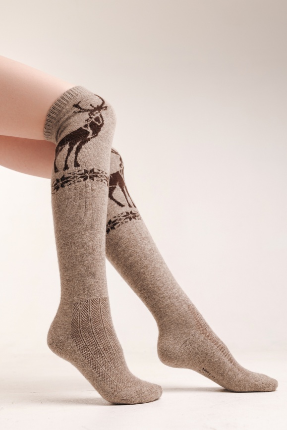 Купить Гольфы серые с оленями из 70% шерсти яка в Москве Купить Гольфы серые с оленями из 70% шерсти яка в Москве