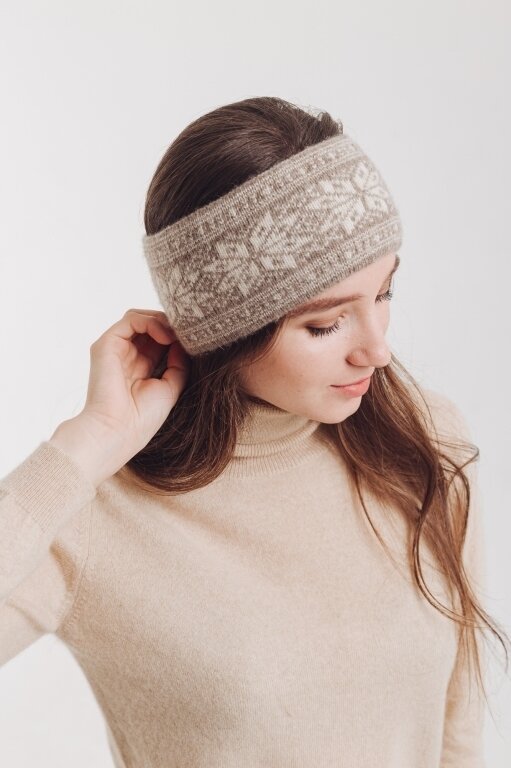 Купить Наушники серые с узором из 100% шерсти яка в Москве