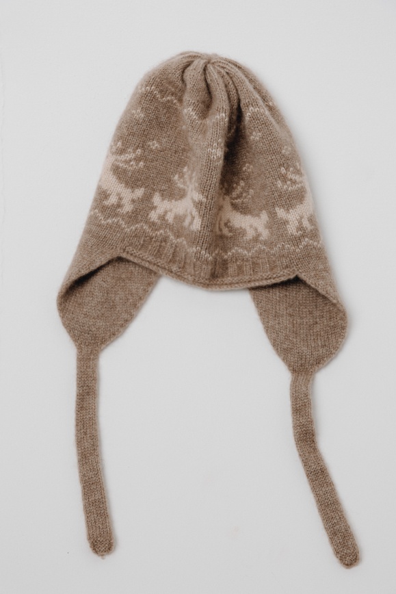 Купить Шапка-ушанка детская из 100% кашемира цвета капучино (3-5 лет) в Москве
