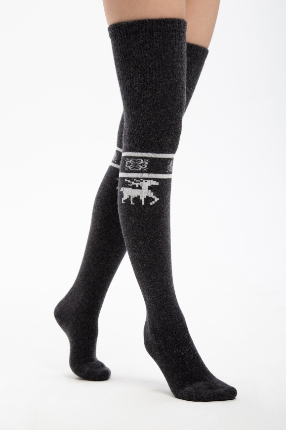 Купить Чулки тёмно-синие из 70% шерсти яка с оленями в Москве
