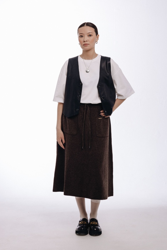 Купить Юбка коричневая из 100% шерсти яка в Москве