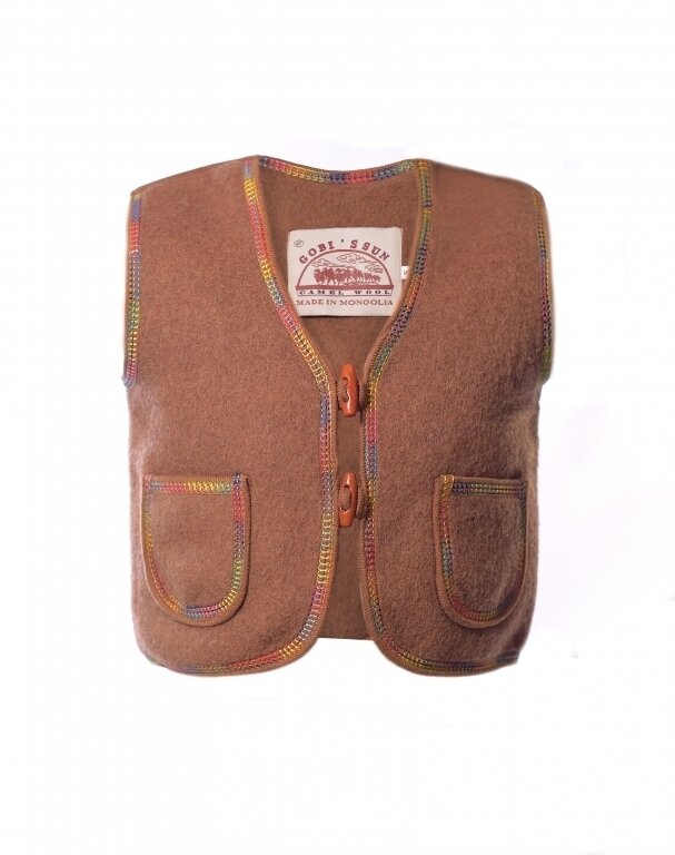 Купить Жилетка песочная детская на пуговицах из 100% шерсти верблюда в Москве