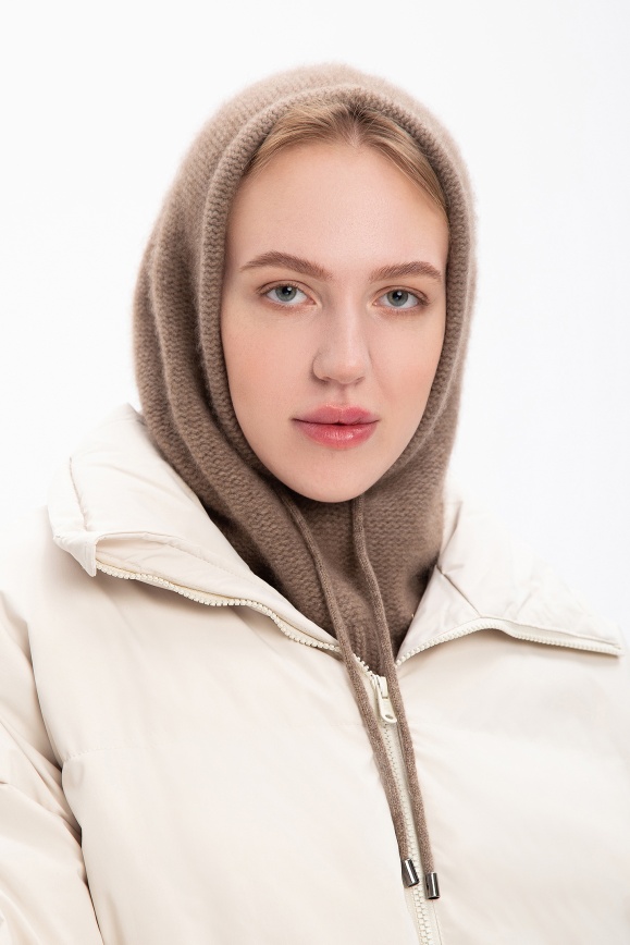 Купить Капор из 100% кашемира цвета капучино в Москве