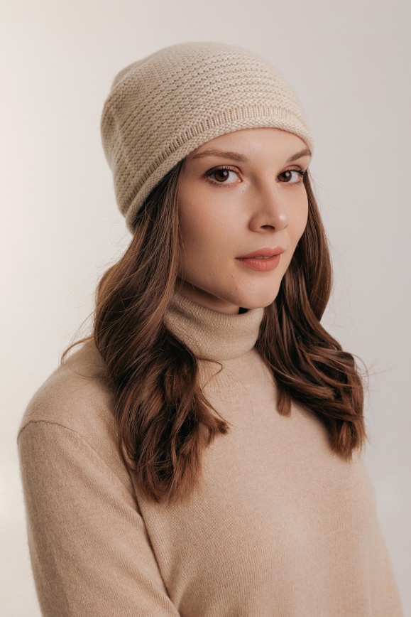 Купить Шапка из 100% шерсти яка бежевая в Москве