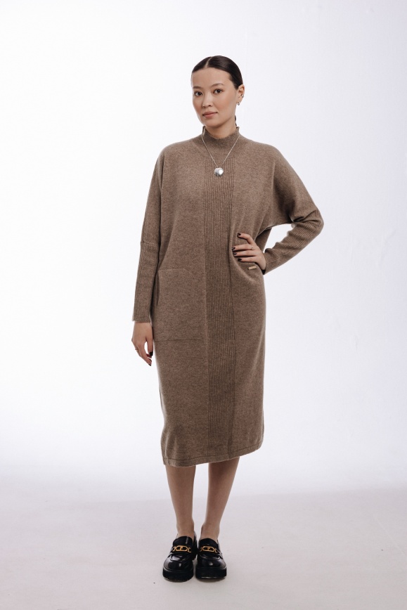 Купить Платье цвета капучино с узором из 100% кашемира в Москве