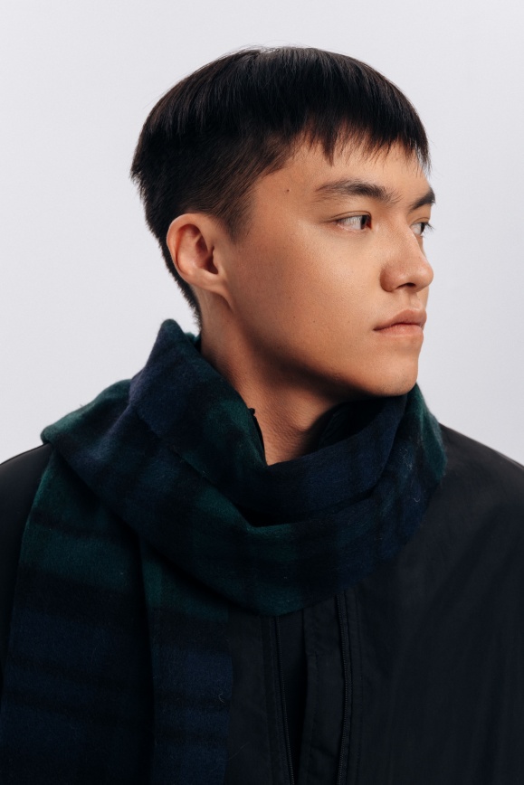 Купить Шарф с узором из 100% шерсти яка тёмно-синий в Москве