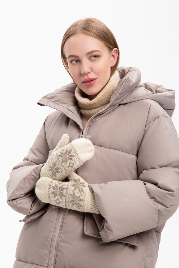 Купить Варежки "Снежинка" белые из 100% шерсти верблюда в Москве Купить Варежки "Снежинка" белые из 100% шерсти верблюда в Москве