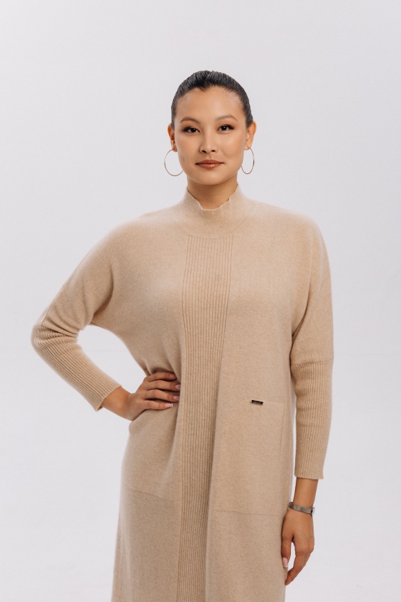 Купить Платье бежевое с узором из 100% кашемира в Москве