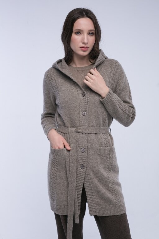 Купить Кардиган серый на пуговицах из 100% шерсти яка в Москве