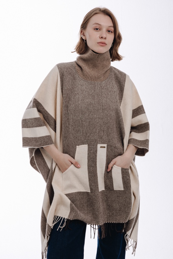 Купить Пончо из 100% шерсти яка двухцветное в Москве