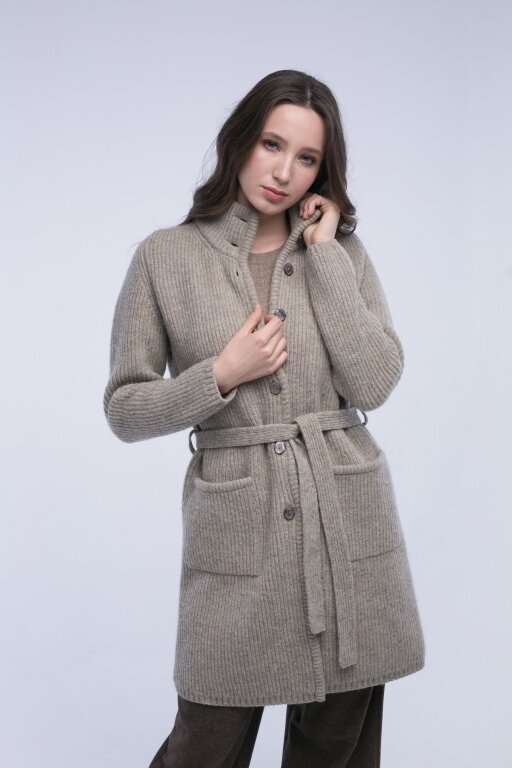 Купить Пальто серое на пуговицах из 100% шерсти яка в Москве