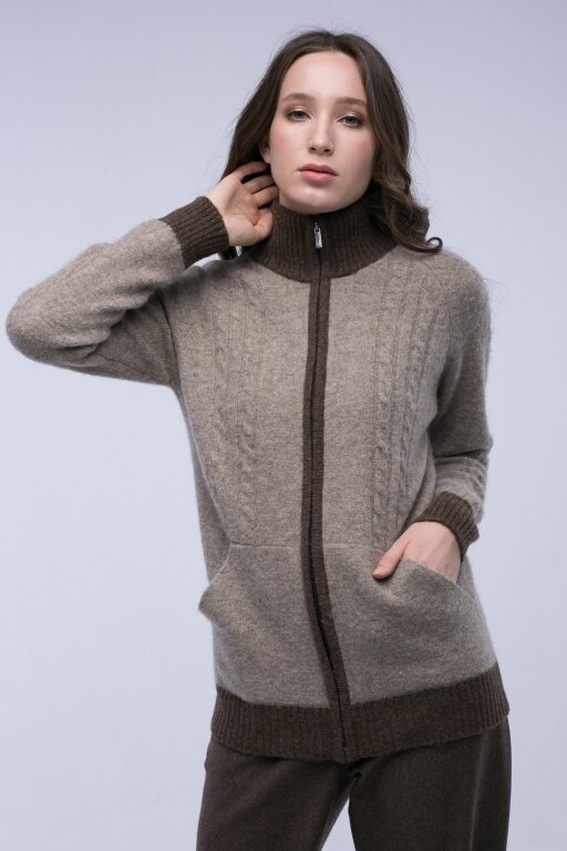 Купить Кардиган серый на молнии из 100% шерсти яка в Москве