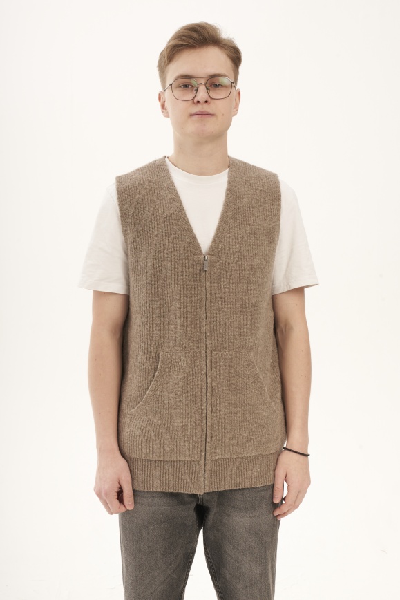 Купить Жилет серый на молнии из 100% шерсти яка в Москве