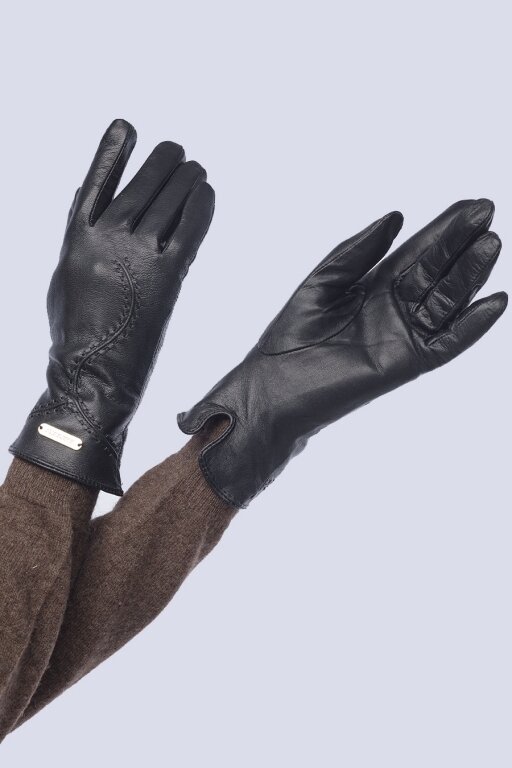 Купить Перчатки чёрные кожаные женские в Москве