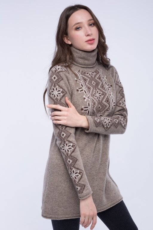Купить Туника серая с горлом из 100% шерсти яка в Москве