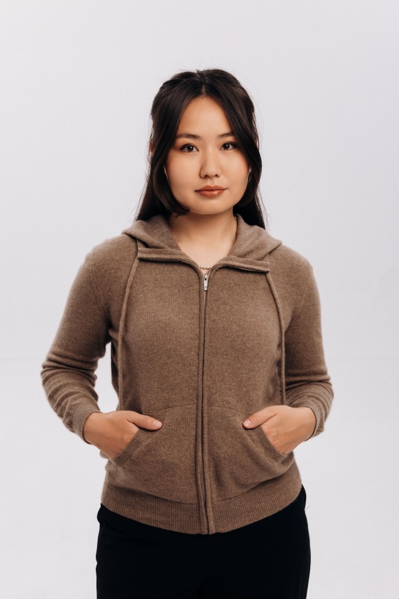 Купить Кофта цвета капучино с капюшоном из 100% кашемира в Москве