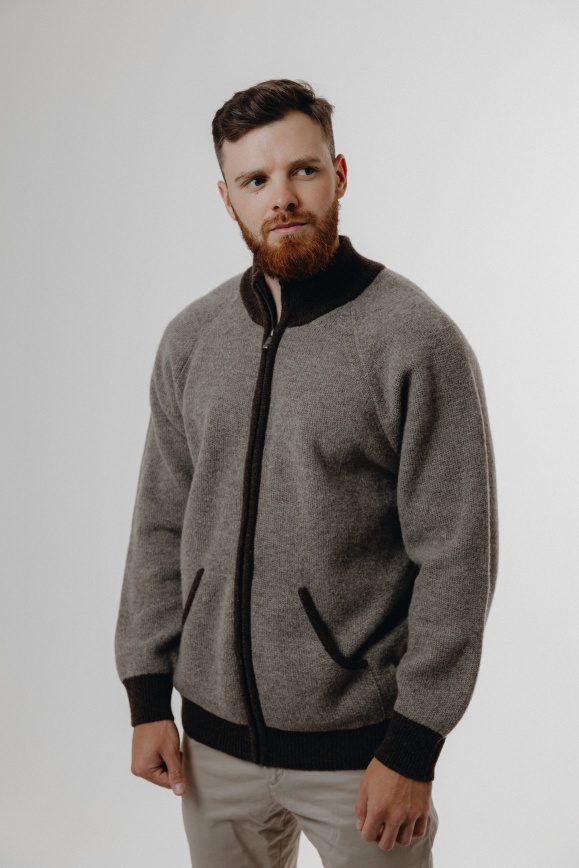 Купить Кардиган на молнии из 100% шерсти яка серый в Москве