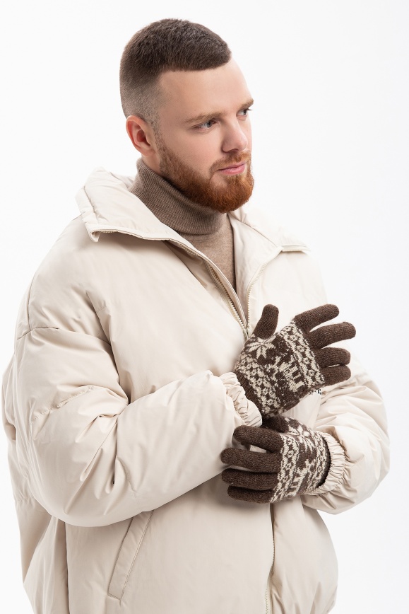 Купить Перчатки коричневые "Снежинка" из 100% шерсти яка в Москве