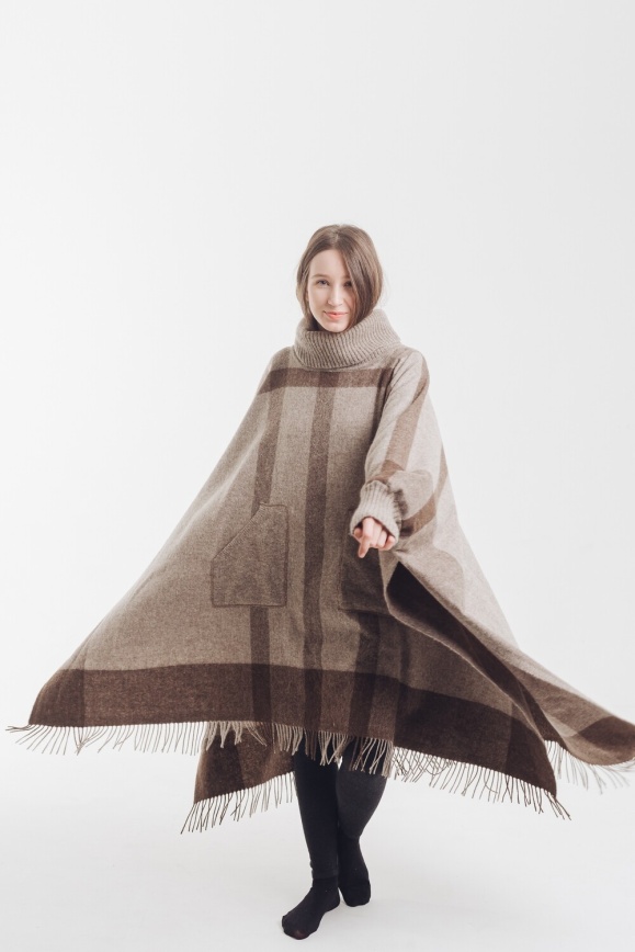 Купить Пончо серое из 100% шерсти яка в Москве